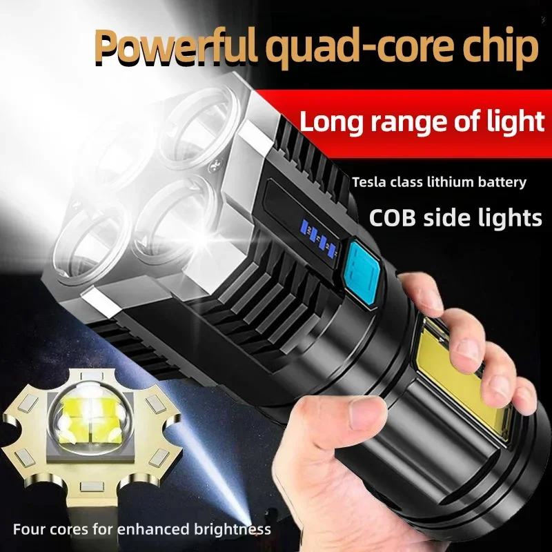 Jewelry Making Torch - ไฟฉาย LED พลังงานสูงไฟฉายแคมป์ปิ้งพร้อมลูกปัดหลอดไฟ 4 ดวงและไฟด้านข้าง COB