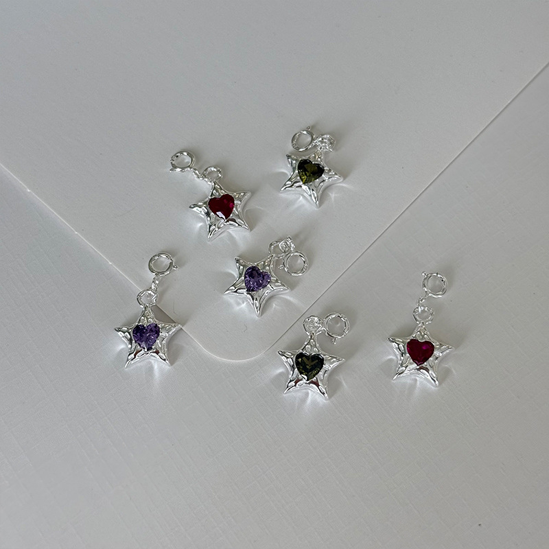 Jewelry Making In La - จี้เงิน 925 รูปดาว หัวใจ ประดับเพชรซิร์คอน อุปกรณ์ทำเครื่องประดับ