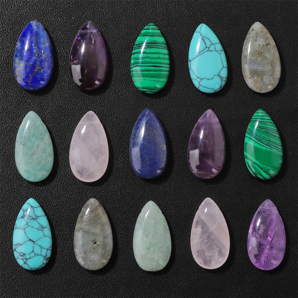 Jewelry Making Gemstones - จี้หินรูปหยดน้ำธรรมชาติ 2 ชิ้น ขนาด 12x22 มม.