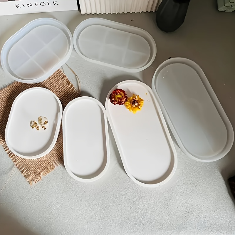 Jewelry Making Board - แม่พิมพ์ซิลิโคนทรงวงรีสำหรับคอนกรีต ปูนปลาสเตอร์ และอีพ็อกซี่เรซิน ดีไซน์อเนกประสงค์สำหรับถาดเก็บของ ชาม และจาน