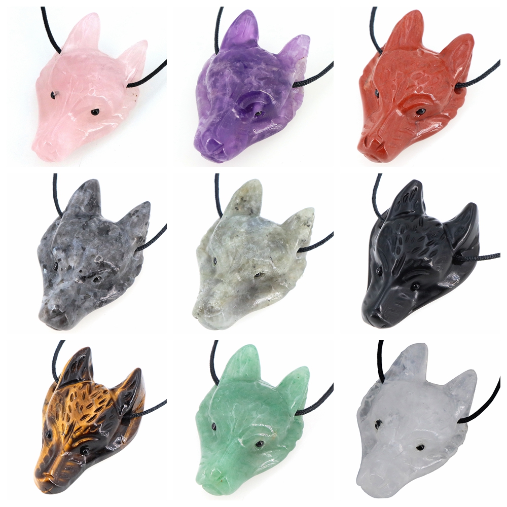 จี้หินรูปหัวหมาป่าขนาด 40 มม.  - Jewelry Making Gemstones บทวิจารณ์และราคา