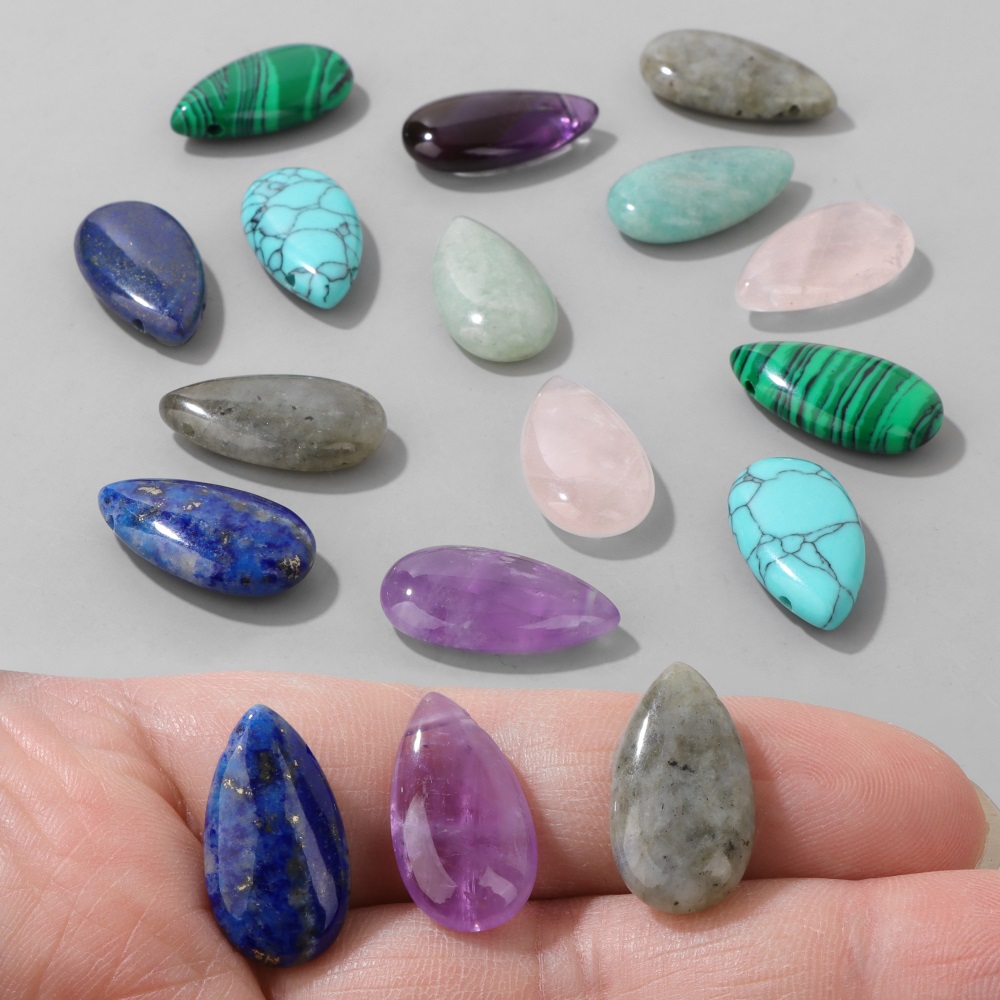 จี้หินรูปหยดน้ำธรรมชาติ 2 ชิ้น - Jewelry Making Gemstones บทวิจารณ์และราคา